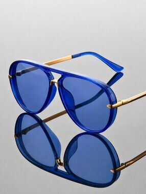 Mark And Houston Viola Blue Transparent Oversized Sunglasses